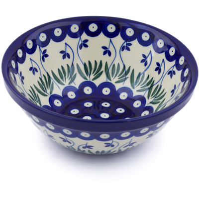 Polish Pottery Bowl 6&quot; Springing Fan Flowers