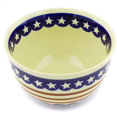 Polish Pottery Bowl 6&quot; Stars And Stripes