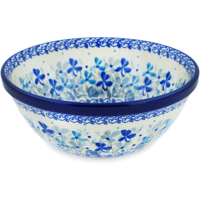 Polish Pottery Bowl 6&quot; Stormy Blooms UNIKAT