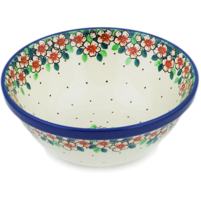 Polish Pottery Bowl 6&quot; Strawberry Blossom
