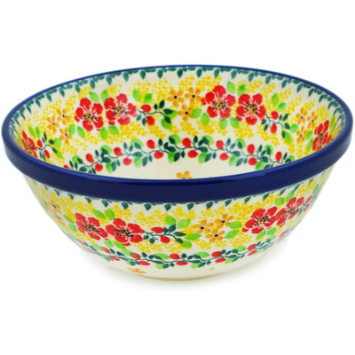 Polish Pottery Bowl 6&quot; Summer Blossoms