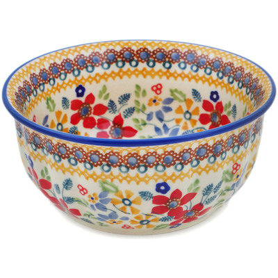 Polish Pottery Bowl 6&quot; Summer Bouquet UNIKAT