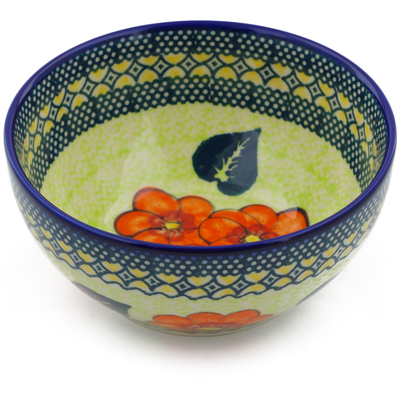 Polish Pottery Bowl 6&quot; Summer Poppies UNIKAT