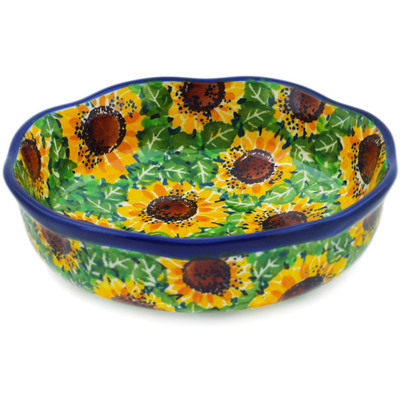Polish Pottery Bowl 6&quot; Sunflower Bliss UNIKAT