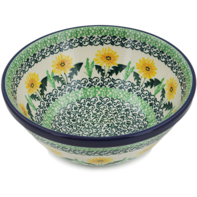 Polish Pottery Bowl 6&quot; Sunflower Sunshine