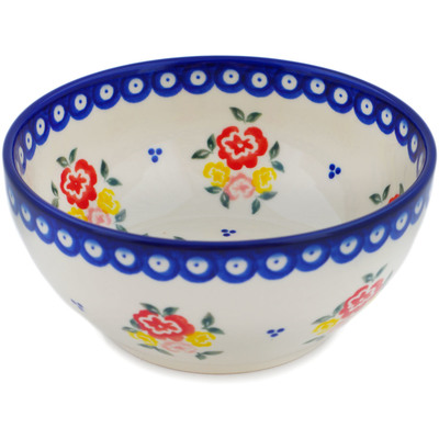 Polish Pottery Bowl 6&quot; Sunny Side Blooms