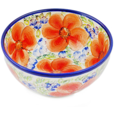 Polish Pottery Bowl 6&quot; Sunrise Petals UNIKAT