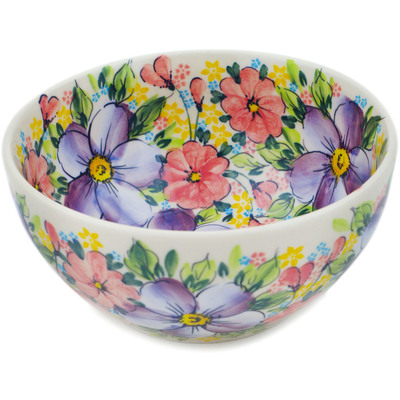 Polish Pottery Bowl 6&quot; Sweet Petals UNIKAT