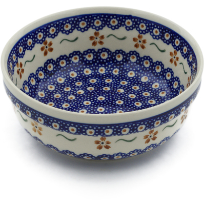 Polish Pottery Bowl 6&quot; Sweet Red Flower