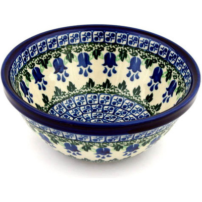 Polish Pottery Bowl 6&quot; Texas Bluebell