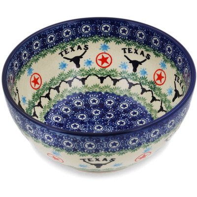 Polish Pottery Bowl 6&quot; Texas UNIKAT