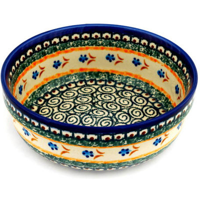 Polish Pottery Bowl 6&quot; Tiny Daisy Dots