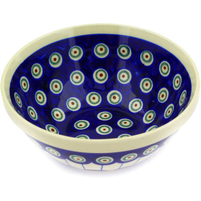 Polish Pottery Bowl 6&quot; Traditional Peacock