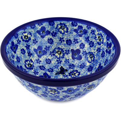 Polish Pottery Bowl 6&quot; True Blue Calico