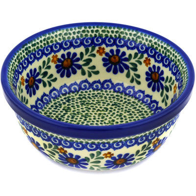 Polish Pottery Bowl 6&quot; Water Daisies