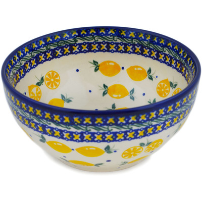 Polish Pottery Bowl 6&quot; When Life Gives You Lemons