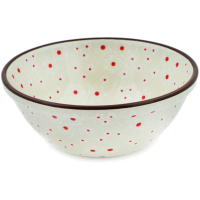 Polish Pottery Bowl 6&quot; White Blossoms