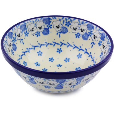 Polish Pottery Bowl 6&quot; White Pansy