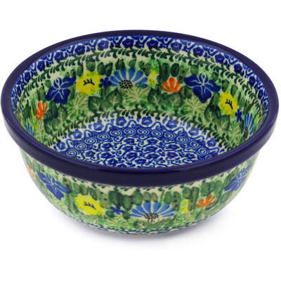 Polish Pottery Bowl 6&quot; Wild Flower Lake UNIKAT