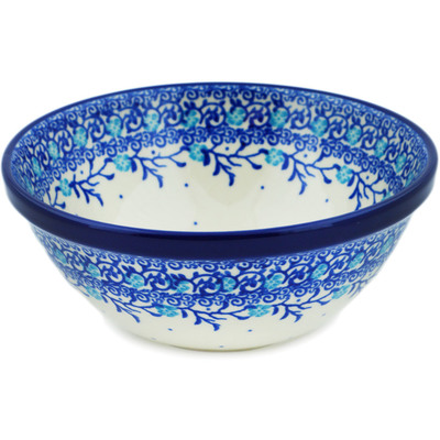 Polish Pottery Bowl 6&quot; Winter  Blue Bird
