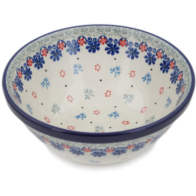 Polish Pottery Bowl 6&quot; Winter Flowers