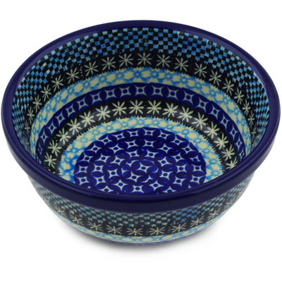 Polish Pottery Bowl 6&quot; Winter Hues UNIKAT