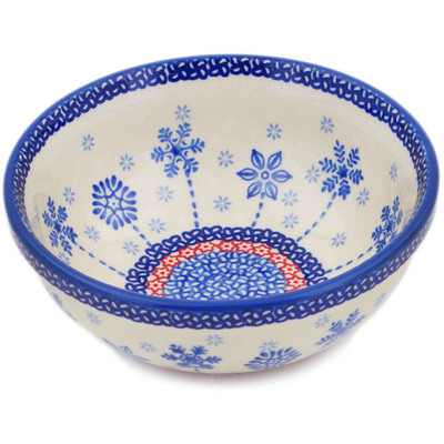 Polish Pottery Bowl 6&quot; Winter Sights UNIKAT