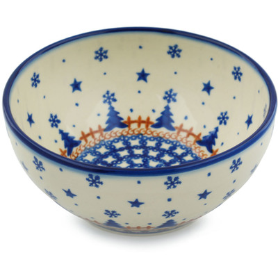 Polish Pottery Bowl 6&quot; Winter Snow