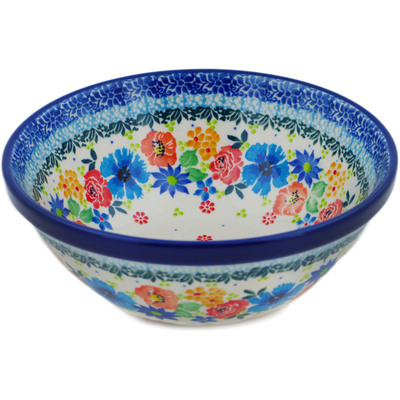 Polish Pottery Bowl 6&quot; Wreath Of Life UNIKAT