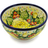 Polish Pottery Bowl 6&quot; Yellow Blooming Rose UNIKAT