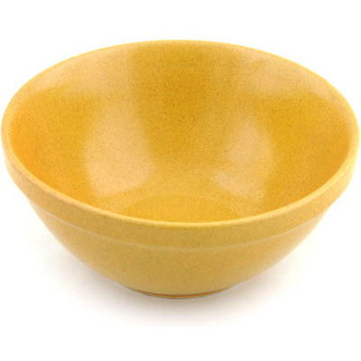 Polish Pottery Bowl 6&quot; Yellow Cream
