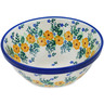 Polish Pottery Bowl 6&quot; Yellow Flower Wreath