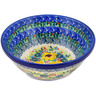 Polish Pottery Bowl 6&quot; Yellow Garden UNIKAT