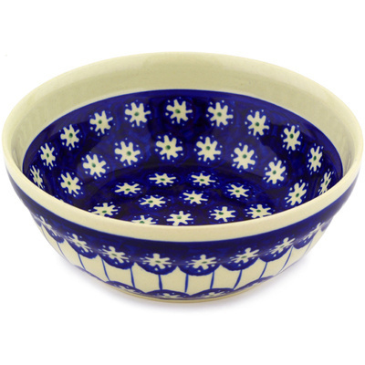 Polish Pottery Bowl 7&quot; Aster Peacock Blossom