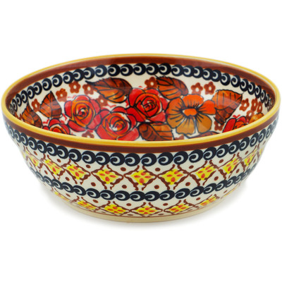 Polish Pottery Bowl 7&quot; Autumn Glow UNIKAT