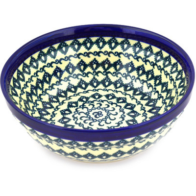 Polish Pottery Bowl 7&quot; Black Diamond Dream