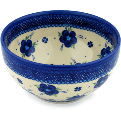 Polish Pottery Bowl 7&quot; Bleu-belle Fleur
