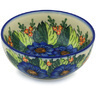 Polish Pottery Bowl 7&quot; Blue Bouquet UNIKAT