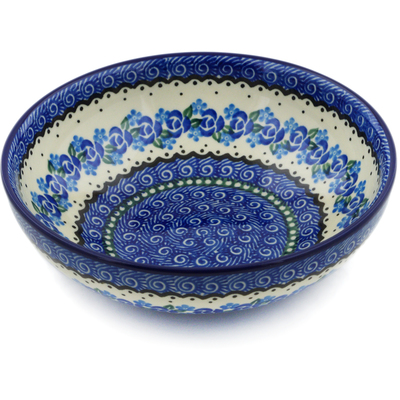 Polish Pottery Bowl 7&quot; Blue Bud Sea