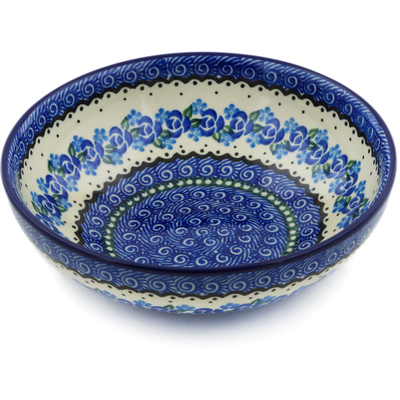 Polish Pottery Bowl 7&quot; Blue Bud Sea
