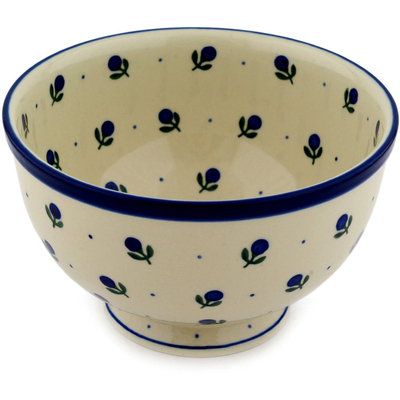 Polish Pottery Bowl 7&quot; Blue Buds
