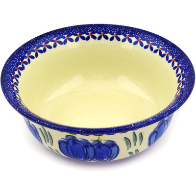 Polish Pottery Bowl 7&quot; Blue Bulbs