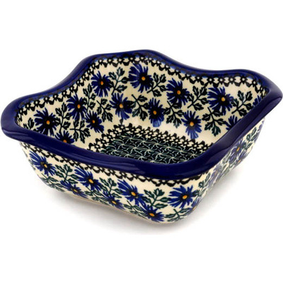 Polish Pottery Bowl 7&quot; Blue Chicory