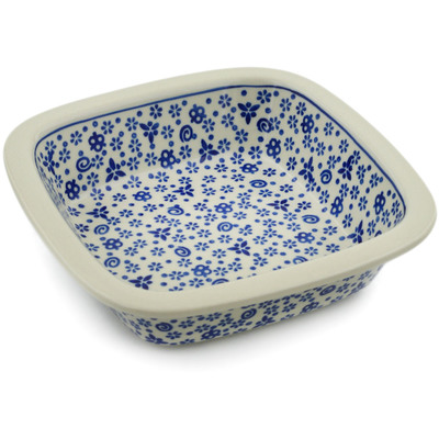 Polish Pottery Bowl 7&quot; Blue Confetti