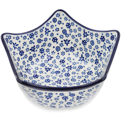 Polish Pottery Bowl 7&quot; Blue Confetti