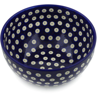 Polish Pottery Bowl 7&quot; Blue Eyed Peacock