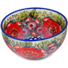 Polish Pottery Bowl 7&quot; Blue Eyes Bouquet UNIKAT