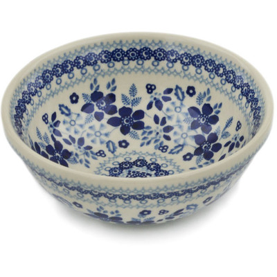 Polish Pottery Bowl 7&quot; Blue Frost UNIKAT