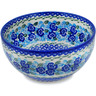 Polish Pottery Bowl 7&quot; Blue Kiss Blooms