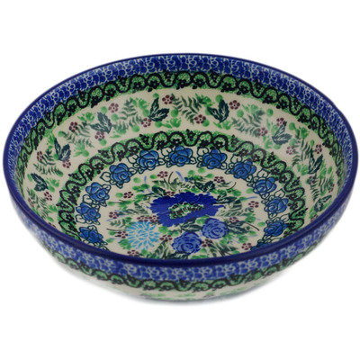Polish Pottery Bowl 7&quot; Blue Meadow UNIKAT